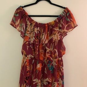 Express Floral Off the Shoulder Hi-Low Maxi dress